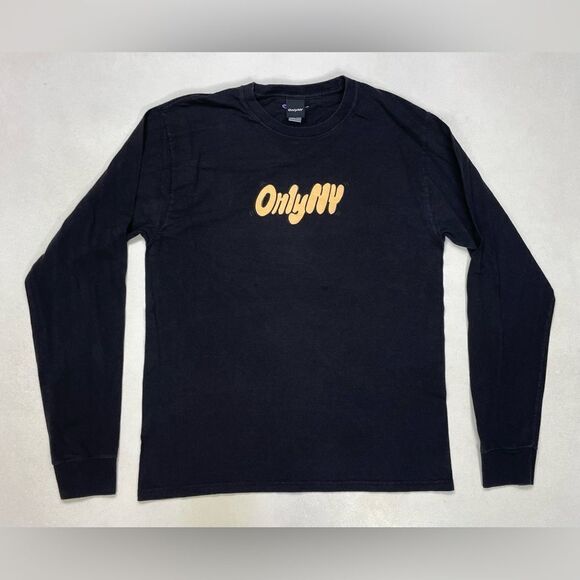 Only NY Logo Graphic T-shirt Men Medium Black Long Sleeve - Picture 1 of 5